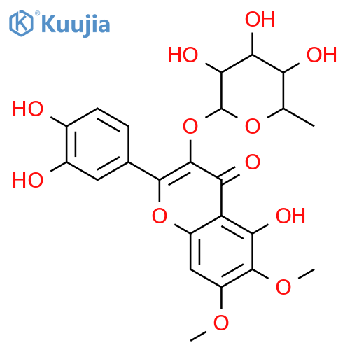 4H-1-Benzopyran-4-one,3-[(6-deoxy-a-L-mannopyranosyl)oxy]-2-(3,4-dihydroxyphenyl)-5-hydroxy-6,7-dimethoxy- structure