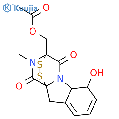 (6-hydroxy-2-methyl-1,4-dioxo-1,2,6,10-tetrahydro-5aH-3,10a-epidithiopyrazino[1,2-a]indol-3(4H)-yl)methyl acetate structure