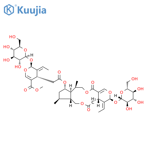 Methyl (2S,3E,4S)-3-ethylidene-4-(2-{[(3S,4E,4aS,8aR,9S,11S,11aS,12R)-4-ethylidene-3-(β-D-glucopyranosyloxy)-9,12-dimethyl-6,15-dioxo-4,4a,5,6,8,8a,9,10,11,11a,12,13-dodecahydro-3H,15H-cyclopenta[c
]pyrano[3,4-i][1,7]dioxacyclododecin-11-yl]oxy}-2-oxoethyl)-2-(β-D-glucopyranosyloxy)-3,4-dihydro-2H-pyran-5-carboxylate structure