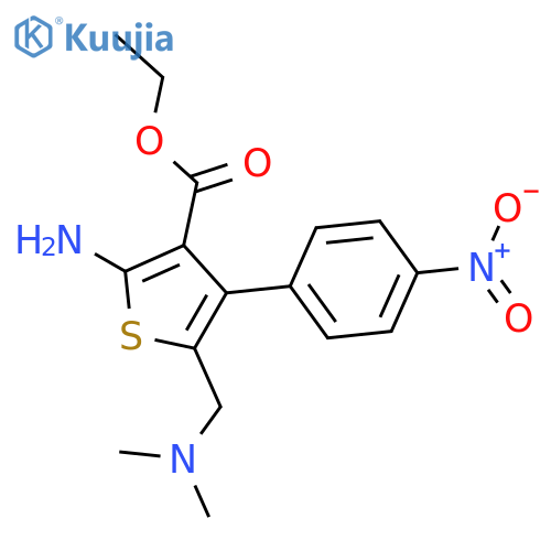 <br>ethyl 2-amino-5-[(dimethylamino)methyl]-4-(4-nitrophenyl)thiophene-3-carbox ylate structure