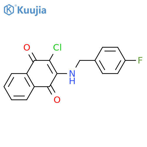 2-chloro-3-{[(4-fluorophenyl)methyl]amino}-1,4-dihydronaphthalene-1,4-dione structure