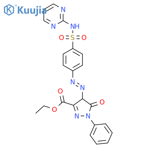 1H-Pyrazole-3-carboxylicacid,4,5-dihydro-5-oxo-1-phenyl-4-[2-[4-[(2-pyrimidinylamino)sulfonyl]phenyl]diazenyl]-,ethyl ester structure