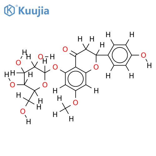 (S)-5-beta-D-Glucopyranosyloxy-2-(4-hydroxy-phenyl)-7-methoxy-chroman-4-on structure