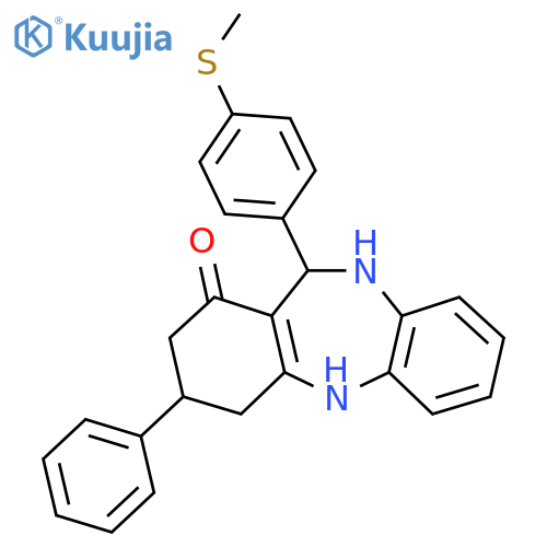6-(4-Methylsulfanylphenyl)-9-phenyl-5,6,8,9,10,11-hexahydrobenzo[b][1,4]benzodiazepin-7-one structure