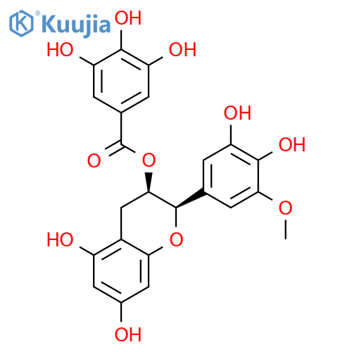 Benzoic acid,3,4,5-trihydroxy-,(2R,3R)-2-(3,4-dihydroxy-5-methoxyphenyl)-3,4-dihydro-5,7-dihydroxy-2H-1-benzopyran-3-ylester structure