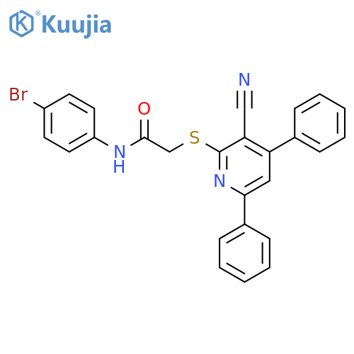 N-(4-Bromo-phenyl)-2-(3-cyano-4,6-diphenyl-pyridin-2-ylsulfanyl)-acetamide structure