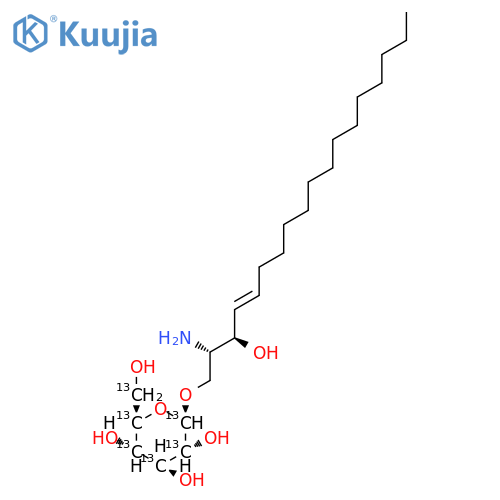 2S-amino-3R-hydroxy-4E-octadecen-1-yl,beta-D-glucopyranoside-1,2,3,4,5,6-13C6 structure