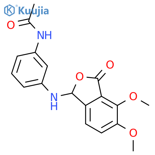 <br>N-{3-[(4,5-dimethoxy-3-oxo-1,3-dihydro-2-benzofuran-1-yl)amino]phenyl}aceta mide structure