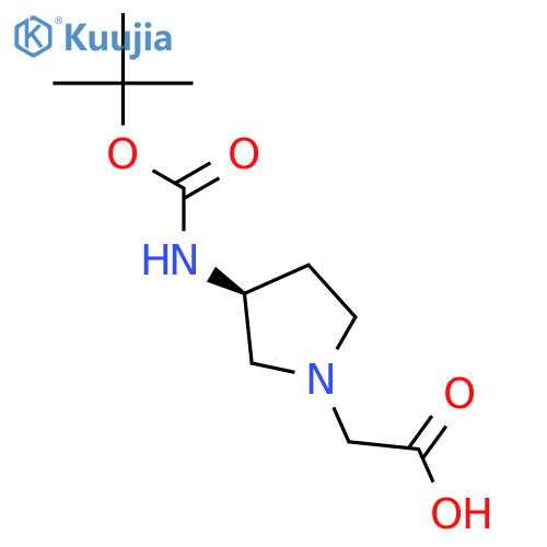 ((S)-3-tert-butoxycarbonylamino-pyrrolidin-1-yl)-acetic acid structure