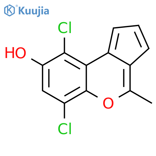 Cyclopenta[c][1]benzopyran-8-ol, 6,9-dichloro-4-methyl- structure