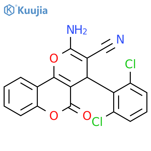 2-amino-4-(2,6-dichlorophenyl)-5-oxo-4H,5H-pyrano3,2-cchromene-3-carbonitrile structure