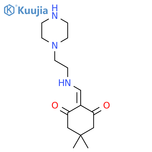 5,5-Dimethyl-2-{(2-piperazin-1-ylethyl)aminomethylene}cyclohexane-1,3-dione structure