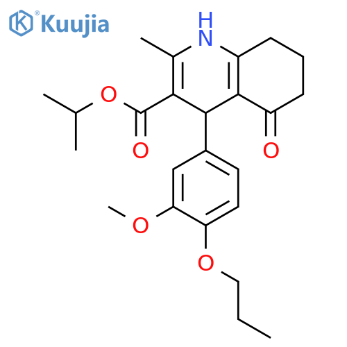 <br>isopropyl 4-(3-methoxy-4-propoxyphenyl)-2-methyl-5-oxo-1,4,5,6,7,8-hexahydr o-3-quinolinecarboxylate structure