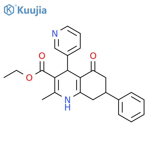 <br>2-Methyl-5-oxo-7-phenyl-4-pyridin-3-yl-1,4,5,6,7,8-hexahydro-quinoline-3-ca rboxylic acid ethyl ester structure