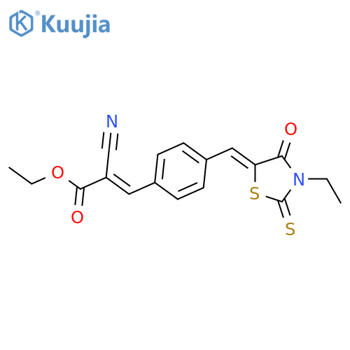 2-Propenoic acid,2-cyano-3-[4-[(3-ethyl-4-oxo-2-thioxo-5-thiazolidinylidene)methyl]phenyl]-,ethyl ester structure
