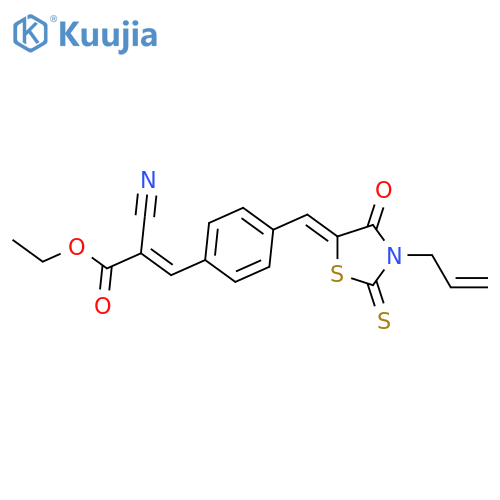 2-Propenoic acid,2-cyano-3-[4-[[4-oxo-3-(2-propen-1-yl)-2-thioxo-5-thiazolidinylidene]methyl]phenyl]-,ethyl ester structure