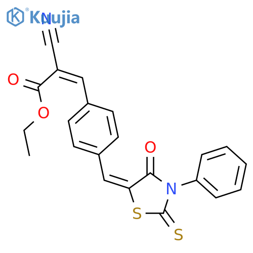 2-Propenoic acid,2-cyano-3-[4-[(4-oxo-3-phenyl-2-thioxo-5-thiazolidinylidene)methyl]phenyl]-,ethyl ester structure