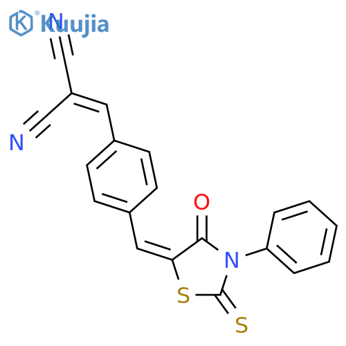 Propanedinitrile,2-[[4-[(4-oxo-3-phenyl-2-thioxo-5-thiazolidinylidene)methyl]phenyl]methylene]- structure