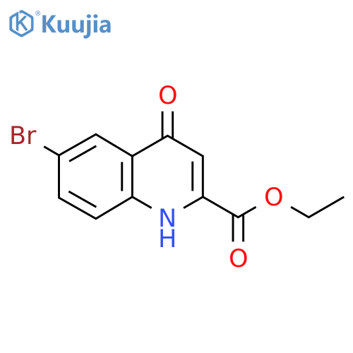 Quinaldic acid, 6-bromo-1,4-dihydro-4-oxo-, ethyl ester structure
