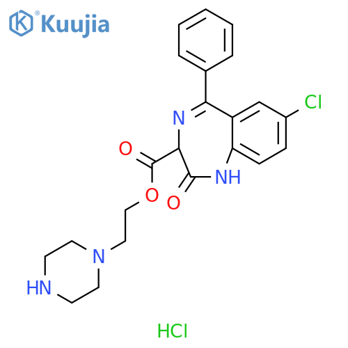 1H-1,4-Benzodiazepine-3-carboxylic acid, 7-chloro-2,3-dihydro-2-oxo-5-phenyl-, 2-(1-piperazinyl)ethyl ester, hydrochloride (1:2) structure