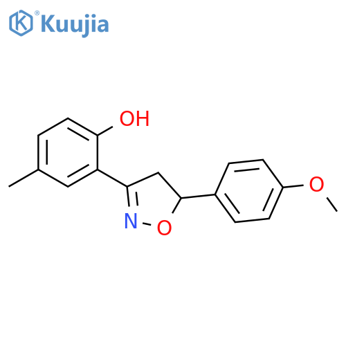 Phenol, 2-[4,5-dihydro-5-(4-methoxyphenyl)-3-isoxazolyl]-4-methyl- structure