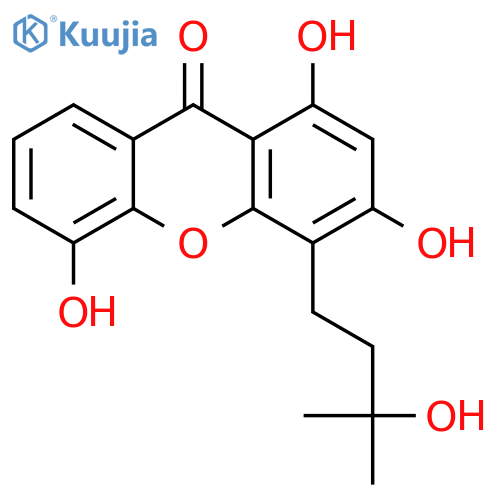 1,3,5-Trihydroxy-4-(3-hydroxy-3-methylbutyl)xanthone structure
