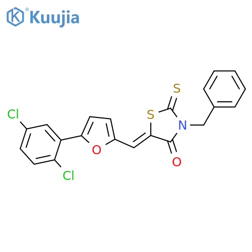 5-[[5-(2,5-Dichlorophenyl)-2-furanyl]methylene]-3-(phenylmethyl)-2-thioxo-4-thiazolidinone structure