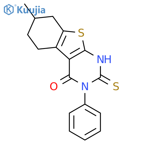 2-mercapto-7-methyl-3-phenyl-5,6,7,8-tetrahydrobenzo4,5thieno2,3-dpyrimidin-4(3H)-one structure