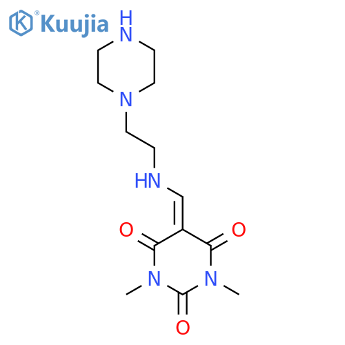1,3-Dimethyl-5-{(2-piperazin-1-ylethyl)aminomethylene}pyrimidine-2,4,6(1H,3H,5H)-trione structure