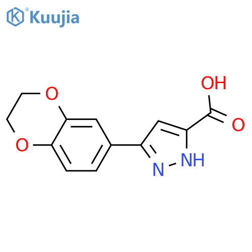 3-(2,3-dihydro-1,4-benzodioxin-6-yl)-1{H}-pyrazole-5-carboxylic acid structure