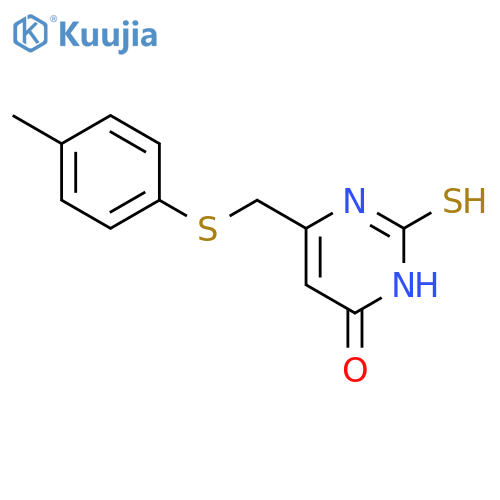 2-Mercapto-6-{(4-methylphenyl)thiomethyl}pyrimidin-4(3H)-one structure