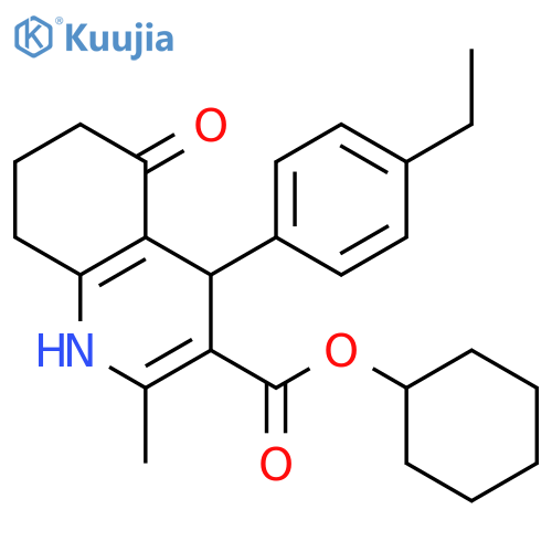 <br>4-(4-Ethyl-phenyl)-2-methyl-5-oxo-1,4,5,6,7,8-hexahydro-quinoline-3-carboxy lic acid cyclohexyl ester structure