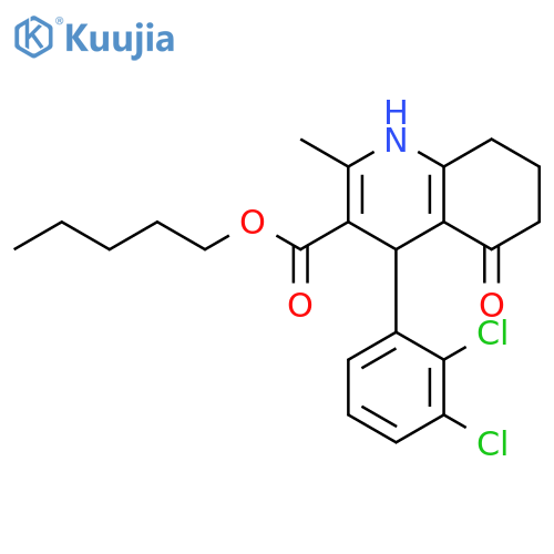 <br>pentyl 4-(2,3-dichlorophenyl)-2-methyl-5-oxo-1,4,5,6,7,8-hexahydro-3-quinol inecarboxylate structure