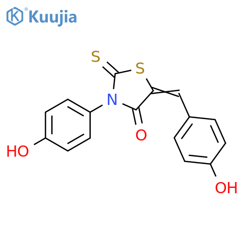 (5Z)-3-(4-hydroxyphenyl)-5-(4-hydroxyphenyl)methylidene-2-sulfanylidene-1,3-thiazolidin-4-one structure