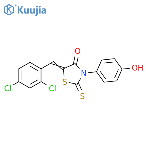 (5Z)-5-(2,4-dichlorophenyl)methylidene-3-(4-hydroxyphenyl)-2-sulfanylidene-1,3-thiazolidin-4-one structure