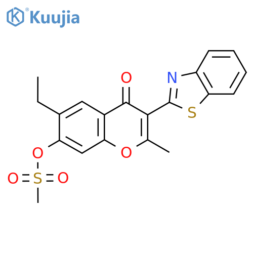 3-(1,3-benzothiazol-2-yl)-6-ethyl-2-methyl-4-oxo-4H-chromen-7-yl methanesulfonate structure