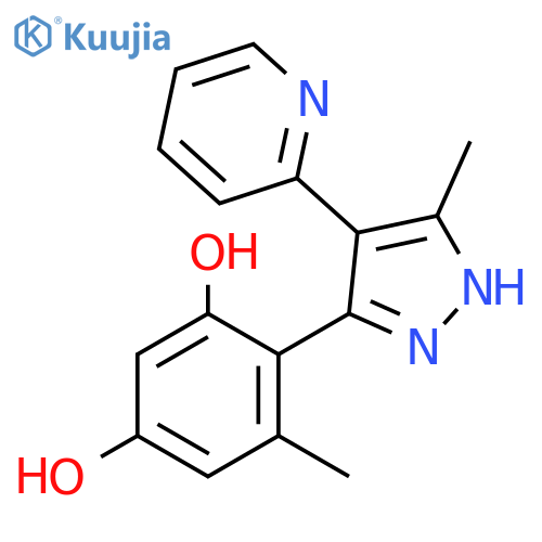 1,3-Benzenediol, 5-methyl-4-[5-methyl-4-(2-pyridinyl)-1H-pyrazol-3-yl]- structure