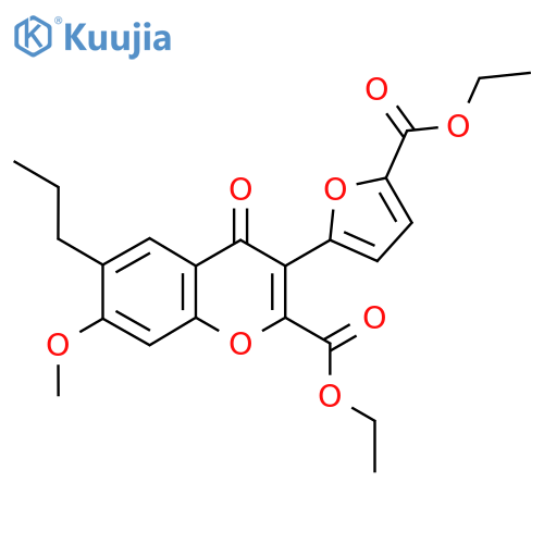 ethyl 3-5-(ethoxycarbonyl)furan-2-yl-7-methoxy-4-oxo-6-propyl-4H-chromene-2-carboxylate structure