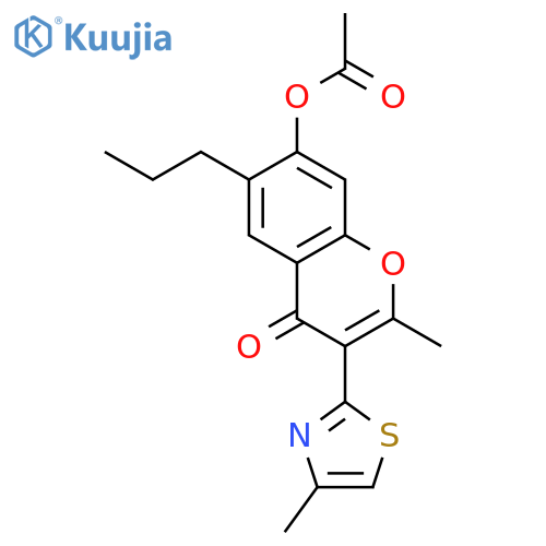 2-methyl-3-(4-methyl-1,3-thiazol-2-yl)-4-oxo-6-propyl-4H-chromen-7-yl acetate structure