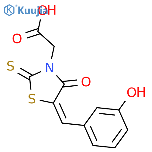 (E)-2-(5-(3-hydroxybenzylidene)-4-oxo-2-thioxothiazolidin-3-yl)acetic acid structure