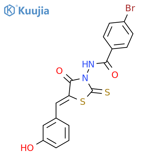 4-bromo-N-(5Z)-5-(3-hydroxyphenyl)methylidene-4-oxo-2-sulfanylidene-1,3-thiazolidin-3-ylbenzamide structure