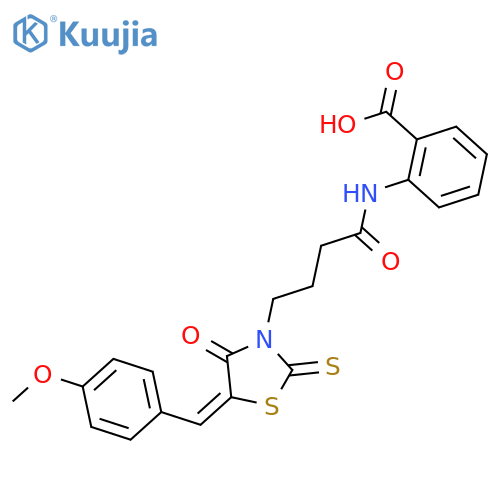 2-{4-(5Z)-5-(4-methoxyphenyl)methylidene-4-oxo-2-sulfanylidene-1,3-thiazolidin-3-ylbutanamido}benzoic acid structure