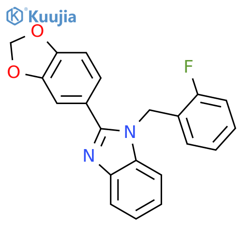 1H-Benzimidazole, 2-(1,3-benzodioxol-5-yl)-1-[(2-fluorophenyl)methyl]- structure
