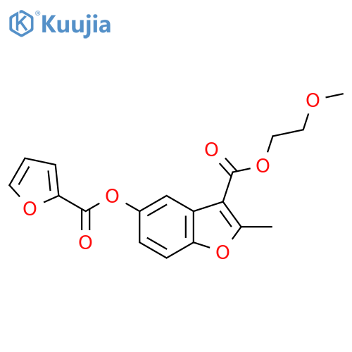 2-methoxyethyl 5-(furan-2-carbonyloxy)-2-methyl-1-benzofuran-3-carboxylate structure