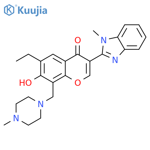 6-ethyl-7-hydroxy-3-(1-methyl-1H-1,3-benzodiazol-2-yl)-8-(4-methylpiperazin-1-yl)methyl-4H-chromen-4-one structure