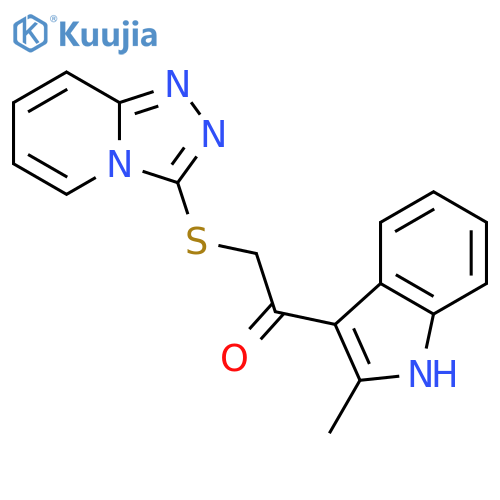 1-(2-methyl-1H-indol-3-yl)-2-{1,2,4triazolo4,3-apyridin-3-ylsulfanyl}ethan-1-one structure