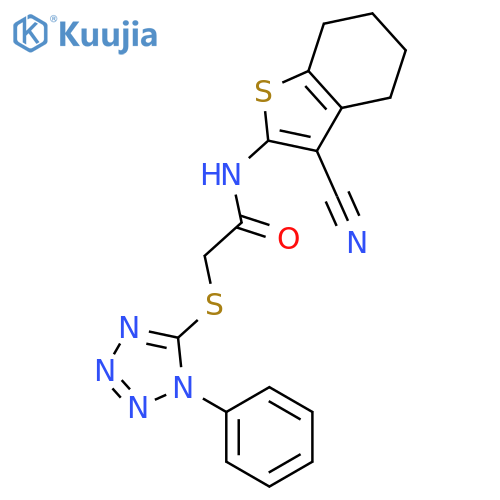 <br>N-(3-cyano-4,5,6,7-tetrahydro-1-benzothien-2-yl)-2-[(1-phenyl-1H-tetrazol-5 -yl)thio]acetamide structure