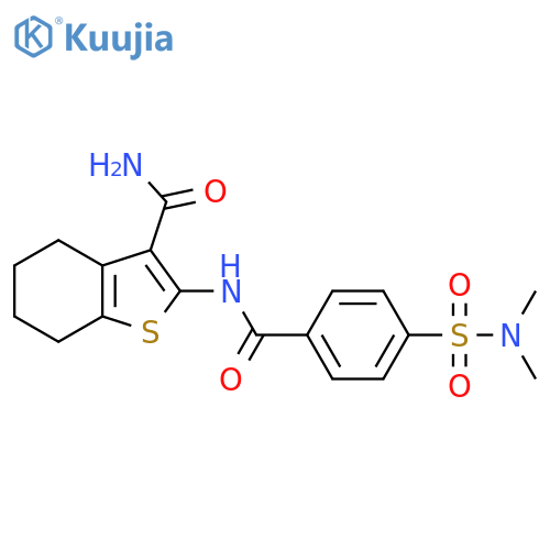 2-4-(dimethylsulfamoyl)benzamido-4,5,6,7-tetrahydro-1-benzothiophene-3-carboxamide structure