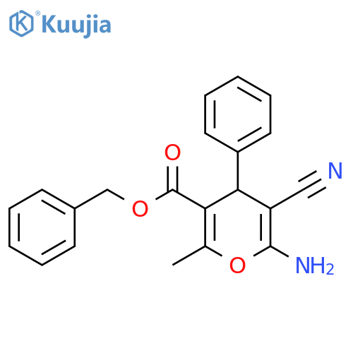 Benzyl 6-amino-5-cyano-2-methyl-4-phenyl-4H-pyran-3-carboxylate structure