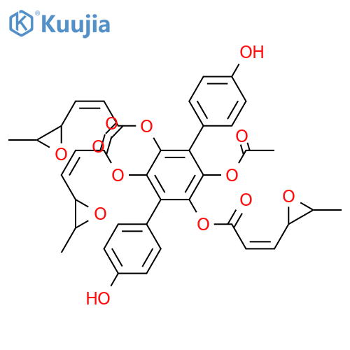 [p-Terphenyl]-2',3',4,4'',5',6'-hexol; 2',3',5'-Tris(4S,5S-epoxy-2Z-hexenoyl), 6'-Ac structure